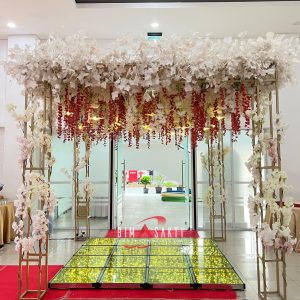 sewa pergola, pergola dekor, pergola kain, pergola bunga