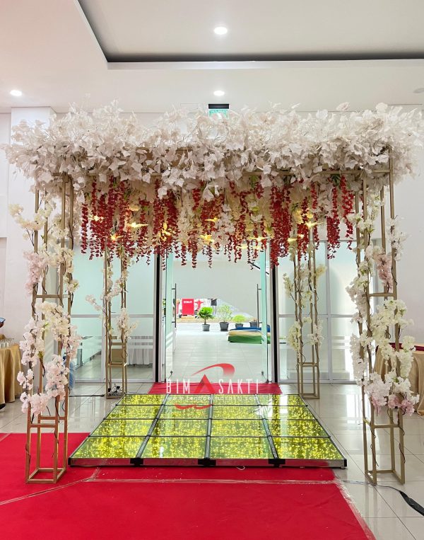 sewa pergola, pergola dekor, pergola kain, pergola bunga